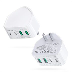 USB C Charger Block, 2 Pack 40W Wall Charger Cube Head Brick Plug, Multiple 4-Ports Fast PD+QC 3.0 Type C Power Adapter for iPhone 15 14 13 12 11 Pro Max XS, iPad, Tablet, AirPods Pro, Samsung