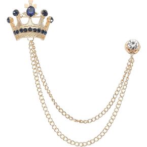 PATIKIL Crown Hanging Chain Brooch Pins, Rhinestone Suit Pins Fashion Crystal Lapel Pins for Women Men