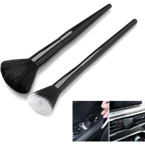 2 PCS Car Detail Brush Set, Multi-Function Air Conditioning Vent Cleaning Brush, Nylon Soft Bristle Car Wash Brush, Universal for Most Cars (Black)