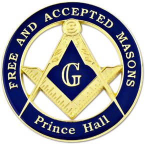 F&AM Prince Hall Round Masonic Auto Emblem - [Blue & Gold][3'' Diameter]