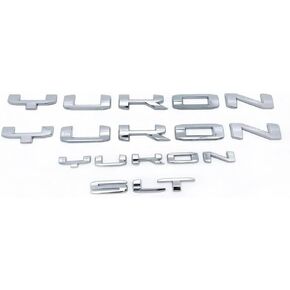 Yoaoo Set 4pack OEM Two Yukon Plus Tailgate Yukon SLT Emblems Letter Badge 3D Compatible with Yukon Denali 2019-2025 84831809 Shiny Chrome