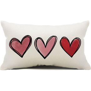 Valentines Day Pillow Covers 12x20 Pink Heart Valentines Day Pillows Winter Holiday Lumbar Pillow Covers 12x20 Outdoor Pillowcase for Home Decor