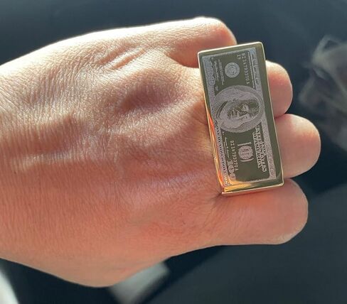 two finger ring gold and silver stainless steel in Saudi Arabia