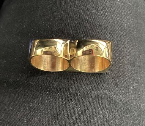 two finger ring gold and silver stainless steel in Saudi Arabia