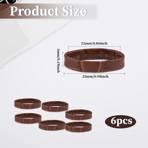 Leather Watch Band Holder Loop, 6 PCS Dark Brown Watch Band Loop Replacement Watch Band Keeper Wristwatch Strap Fastener Rings Retaining Accessories Compatible with Quartz Watches, Smart Watches in Saudi Arabia