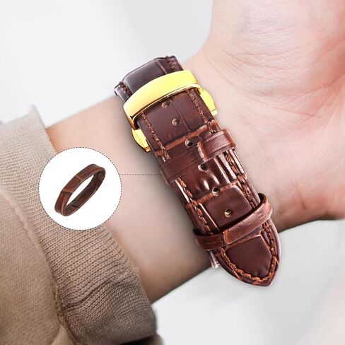 Leather Watch Band Holder Loop, 6 PCS Dark Brown Watch Band Loop Replacement Watch Band Keeper Wristwatch Strap Fastener Rings Retaining Accessories Compatible with Quartz Watches, Smart Watches in Saudi Arabia