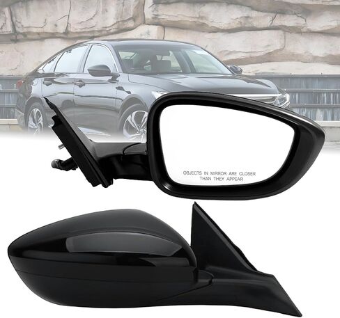 مرآة جانبية للركاب متوافقة مع هوندا أكورد LX 2018-2022، رياضية، مع زجاج كهربائي، تسخين، كشف البقع العمياء و7 دبابيس قابلة للطي يدويًا، إشارة سوداء/بدون انعطاف in Kuwait