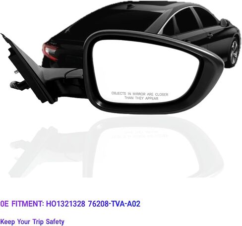 مرآة جانبية للركاب متوافقة مع هوندا أكورد LX 2018-2022، رياضية، مع زجاج كهربائي، تسخين، كشف البقع العمياء و7 دبابيس قابلة للطي يدويًا، إشارة سوداء/بدون انعطاف in Kuwait