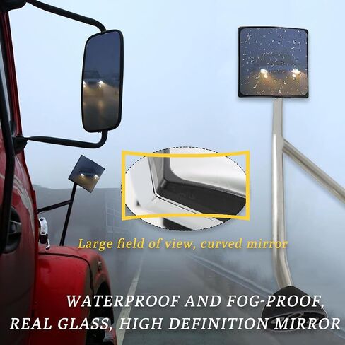 Chrome Hood Mirror Replacement for International Prostar 2008-2017 Semi Trucks with Mounting Arm Convex Mirrors Driver Left Side in Kuwait