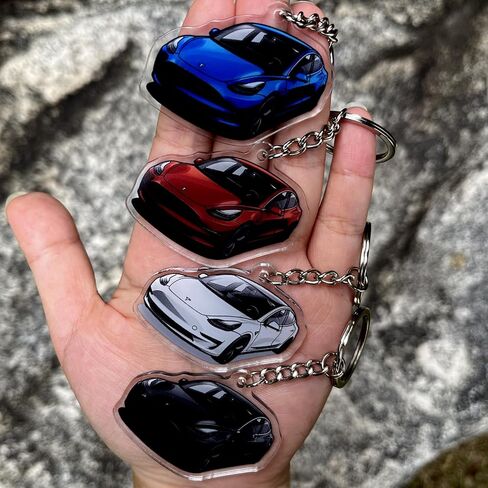 سلسلة مفاتيح KIKIMO لموديل تسلا 3 موديل Y، سلسلة مفاتيح تسلا، حلقة مفاتيح من الأكريليك لملحقات موديل 3 وموديل Y in Kuwait