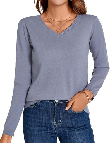 MINTLIMIT Lightweight Sweaters for Women 2024 Casual Fall Long Sleeve Shirts Blouse Knit V Neck Pullover Sweater Tops in Saudi Arabia