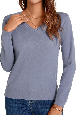 MINTLIMIT Lightweight Sweaters for Women 2024 Casual Fall Long Sleeve Shirts Blouse Knit V Neck Pullover Sweater Tops in Saudi Arabia