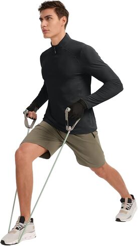 TIHEEN Quarter Zip Golf Pullover for Men, Long Sleeve Lightweight Performance Golf Pullover Hiking Running Shirts in Kuwait