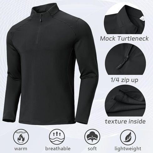 TIHEEN Quarter Zip Golf Pullover for Men, Long Sleeve Lightweight Performance Golf Pullover Hiking Running Shirts in Kuwait