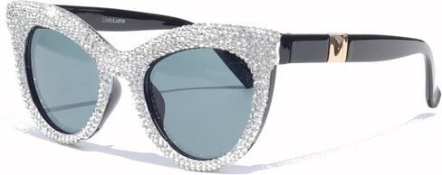 نظارات شمسية من ICARA Cat Eye بلينغ حجر الراين نظارات شمسية كلاسيكية من Cateye Diamond للنساء حماية من الأشعة فوق البنفسجية 400 in Kuwait