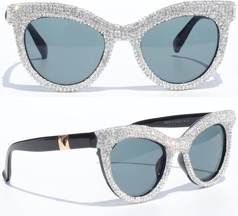 نظارات شمسية من ICARA Cat Eye بلينغ حجر الراين نظارات شمسية كلاسيكية من Cateye Diamond للنساء حماية من الأشعة فوق البنفسجية 400 in Kuwait