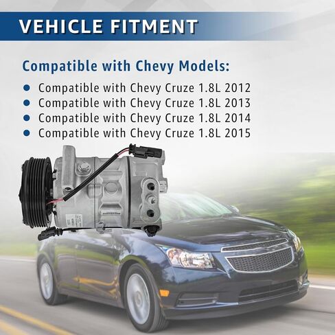 ضاغط التيار المتردد مع القابض متوافق مع تشيفي كروز 1.8L 2012 2013 2014 2015 1.8 L4 استبدال 157272 158272 5512821 13424410 13413335 13250604 in Kuwait