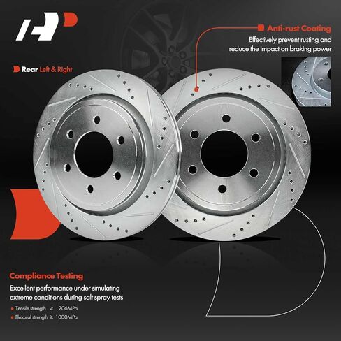 دوارات فرامل قرصية مشقوقة ومثقوبة خلفية مقاس 13.23 بوصة (336 مم) متوافقة مع موديلات Ford - F-150 F150 2015 2016 2017، مجموعة مكونة من قطعتين in Saudi Arabia