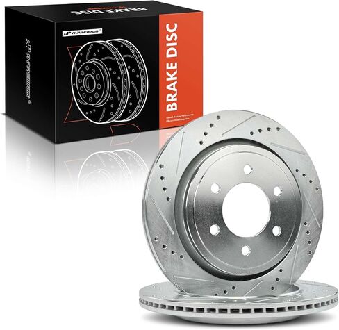 دوارات فرامل قرصية مشقوقة ومثقوبة خلفية مقاس 13.23 بوصة (336 مم) متوافقة مع موديلات Ford - F-150 F150 2015 2016 2017، مجموعة مكونة من قطعتين in Saudi Arabia