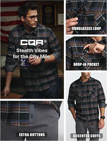 CQR Men's All Cotton Flannel Shirt, Long Sleeve Casual Button Down Plaid Shirt, Brushed Soft Outdoor Tactical Work Shirts in Saudi Arabia