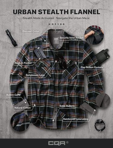 CQR Men's All Cotton Flannel Shirt, Long Sleeve Casual Button Down Plaid Shirt, Brushed Soft Outdoor Tactical Work Shirts in Saudi Arabia