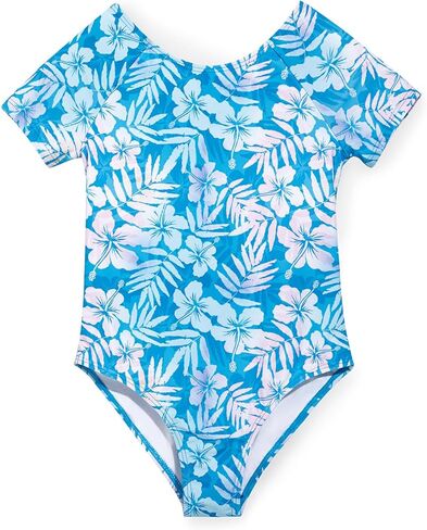 Haloumoning Girls One Piece Swimsuits Kids Short Sleeve Bowknot Backless Bathing Suit Swimwear 5-14 Years in Saudi Arabia