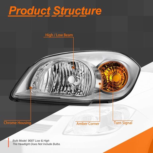 Chrome Housing Clear Side Factory Style Headlights Compatible with 2005-2010 Pontiac Pursuit G5 Cobalt CAAP-CC05-OH-CHCL-HL in Saudi Arabia