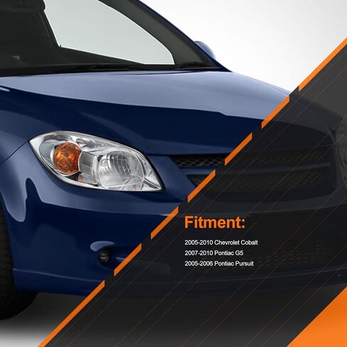 Chrome Housing Clear Side Factory Style Headlights Compatible with 2005-2010 Pontiac Pursuit G5 Cobalt CAAP-CC05-OH-CHCL-HL in Saudi Arabia