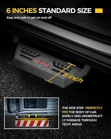 KYX 6 inches Running Boards Side Steps Fit for 2015-2024 Ford F150 SuperCrew Cab & 2017-2024 Ford F250 F350 Super Duty Crew Cab (Nerf Bar Side Steps Side Bars), Textured Black Powder Coated in Saudi Arabia