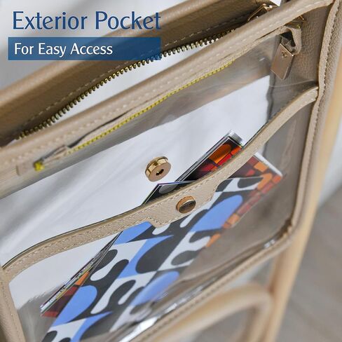 Women's Clear PVC Cross Body Bag Zipper Pocket Shoulder Bag with Vegan Leather Trim Stadium Approved Transparent Purse in Kuwait