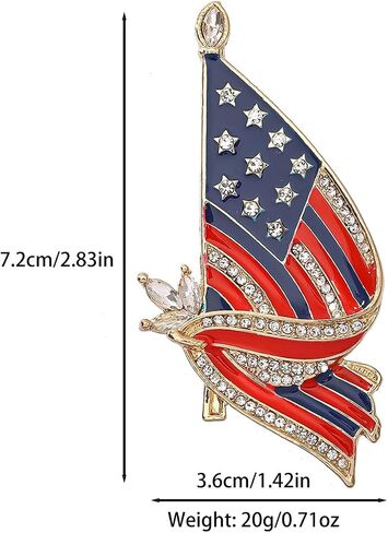 Patriotic American Flag Pin for Women Men, 4th of July Independence Day Heart Letter Brooch with Rhinestone, Costume Accessories for Sweater Dress Scarf in Saudi Arabia