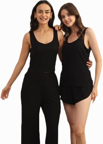ft FENTENG Lounge Sets for Women 4 Piece Ribbed Knit Crop Tank Top and Shorts Pants Casual Outfits in Saudi Arabia