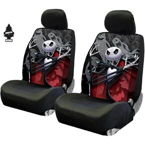 Nightmare Before Christmas Jack Skellington Car Seat Covers Set 4 Piece Bundle for SUV Truck Low Back Includes Front Seat Covers, Ghostly Design, Universal Fit, Durable Protection