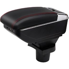 Armrest Console Center Storage Box with Base Cup Holder Ashtray for Toyota Prius C Interior Center Consoles Rotatable Black Storage Arm Rest Dual Layer With 7 USB Charge Port