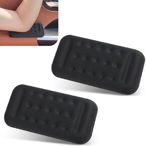 Pack-2 Car Armrest Elbow Support Cushion, 2.63" x 5.11" x 0.59" Memory Sponge Fatigue Relief Soft Cushion with Non-Slip Bottom, Multi-Function Mouse Wrist Rest, Universal for Cars Home (Black)