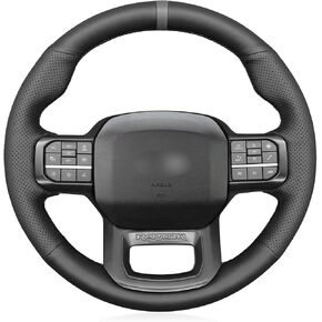 MEWANT for Ford F-150 Raptor Steering Wheel Cover for Ford F150 (Raptor) 2021-2023 Hand-Stitched Car Steering Wrap