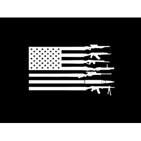 American US Gun Flag LLI | Decal Vinyl Sticker | Cars Trucks Vans Walls Laptop | White | 5.5 x 3.3 in | LLI1753