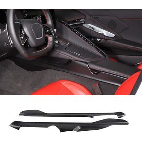 Armrest Box Side Panel Trim Cover Compatible with Chevrolet Corvette C8 2020-2024, ABS Driver Side Panel Trim, Co-Pilot Side Center Console Cover Trim Kit, 2PCS (Carbon Fiber Pattern Black)