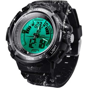 WISEUP 10 ATM Waterproof Scuba Sports Diving Watch for Men Women Kids with Timer, Alarm and LED Flashlight, 12/24 Hour Format Selectable
