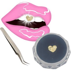 Chamon Gold Tooth gems 8K Gold Teeth Jewelry Lover Shape Tooth gem Supplies Teeth Grillz Jewelry Decorations