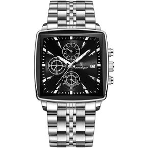Luxury Man Quartz Wristwatch Waterproof Luminous Chronograph Men's Square Sport Watches Stainless Steel Men Watch