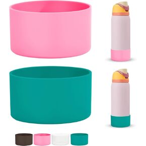 2 Pcs Owala Bottle Boot Silicone Compatible with Owala Kids Water Bottle 14 oz, Owala Rubber Bottom Cover Anti-Slip Protective Sleeve Owala Accessories Pink Green