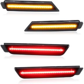 Front Rear Bumper Turn Signals Lights White LED Sidemarker Light Reflector Compatible with Chevy Camaro 2010-2015 Smoked Lens-4Pcs