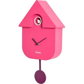 Fisura - Cuckoo Clock for Wall, Original Wall Clock with Pendulum for Gift, Bird Clock - 3 AA Batteries not Included. 9 x 12 x 4 inch. Material: ABS Plastic (Black)