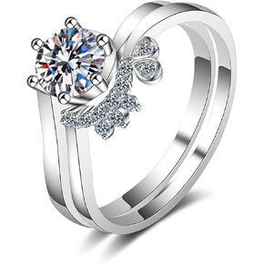14K Gold Womens Wedding Ring Sets,1 Carat Diamond Engagement Rings(D-color Ideal Cut VVS1 Clarity)