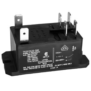 T92S7A22-240 Power Relay - 30A 240VAC DPST-NO 6-Pin Panel Relay (Pack of 1)