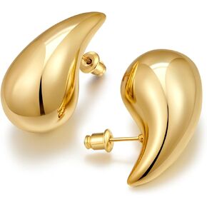 FAMARINE Chunky Gold Drop Earrings for Women Earring Big Waterdrop Gold Earrings Fashion Jewelry