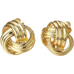 Love Knot Clip On Earrings for Women Non Piercing Ears 18K Plated Gold Earrings Clip Jewelry Gifts