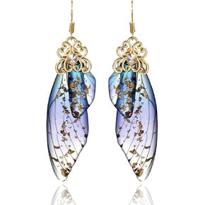 BELLA-Bee Butterfly Wing Drop Dangle Earrings Gold Plated Crystal Rhinestone for women girls wedding Jewelry