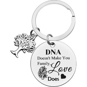 Xiahuyu Step Parent Gifts Keychain DNA Doesn't Make You Family Love Does Keychain Step Mom Gifts Step Dad Gifts Adoption Gifts Bonus Mom Gifts for Mothers Day Christmas Birthday Gifts